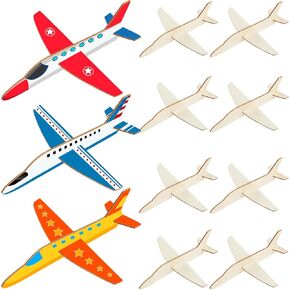 Gejoy 8 Packs Wooden Model Airplane Wood Planes DIY Balsa Wood Airplane Kits Handicraft Toy Plane for Birthday Carnival Party