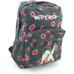 Betty Boop Microfiber 16" Height Backpack and Key Ring (Black)