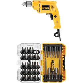 Dewalt DWE1014 3/8-Inch 0-2800 RPM VS Drill with Keyed Chuck with DEWALT DW1354 14-Piece Titanium Drill Bit Set