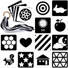 Baby Flash Cards Contrast Cards for Infants 0-6 Months, High Contrast Baby Toys for Newborn, Black and White Cards for Newborns, Visual Stimulus Cards Newborn Activities Developmental Toys