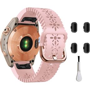 20mm Lace Soft Silicone Quick Easy Fit Watch Band Compatible with Garmin Fenix 5s/5s Plus/Fenix 6s/6s Pro/Fenix 7s/Instinct 2s, Hollow Out Flower Silicone Replacement Watch Strap for Garmin Fenix Series Smartwatch