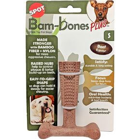 SPOT by Ethical Products - Bambone Plus – Easy Grip Durable Dog Chew Toy for Aggressive Chewers – Great Dog Chew Toy for Puppies and Dogs Dog Toy - Beef - Large