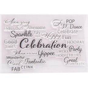 Arbuya Anniversary Wedding Celebrate Clear Stamps New Year Cheers Fireworks Silicone Stamps for Card Making Decoration and DIY Scrapbooking