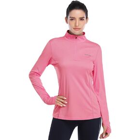 HISKYWIN Womens UPF 50+ Sun Protection Tops Long Sleeve Half-Zip Thumb Hole Outdoor Workout Shirt in Kuwait