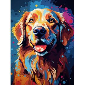 Reofrey DIY Diamond Painting Kits for Adults Dog, Diamond Art Animals Full Drill Round Rhinestone Diamond Painting Accessories, Cross Stitch Embroidery Canvas for Crafts Home Wall Decor 30x40cm