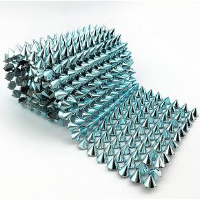 AEAOA 2/3 Yard Silver Sew Stitch On Pointed Spike Stud Cone Flatback Punk Rock Trim Mesh Bead Craft
