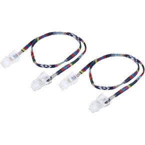 HARFINGTON Napkin Chain, 18.11" 2Pcs Cotton Neck Bib Holder Chain Sun Hat Strap Cord Lanyard with Clips for Napkin Cap Fixing, Blue