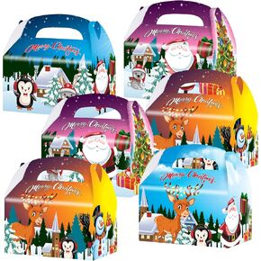 ArtCreativity Christmas Treat Bags, Set of 24 Paper Bags and 24 Stickers, 10 Inch Christmas Candy Bags with Sealing Stickers, Christmas Goodie Bags for Sweets, Toys, Gifts, and More