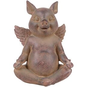 Pacific Giftware Flying Pig Yoga Seated Padmasana Lotus Position Resin Figurine
