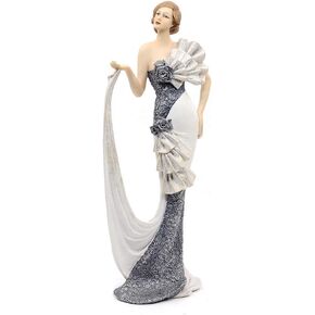 Comfy Hour Glamour Elegance Victorian Style Lady Collection Elegant Slim Lady Lifting Up Skirt Collectible Figurine, 13-inch Height, Gray & White, Polyresin