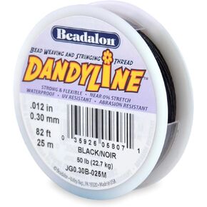 Beadalon DandyLine 0.30 مم (0.012 بوصة) أسود 25 م (82 قدم) خيط خرز مضفر