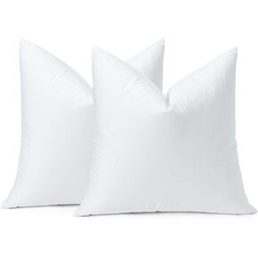 OTOSTAR Pack of 2 Down and Feather Throw Pillow Inserts, 28 x 28 Soft Fluffy Square Pillow Inserts with 100% Cotton Cover Decorative Pillows for Sofa Couch Bed-White