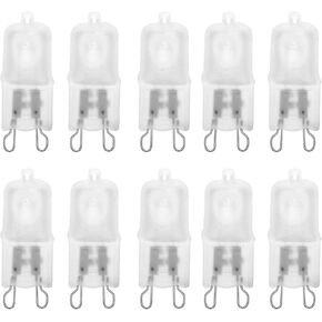 10 Pack Frosted Lense Dimmable Q50/G9/FR/120V G9 JCD 50 Watt 120 Volt T4 JD Type Halogen House Hold Light Bulb Hanging Pendant Accent G9 Hollow Bi Pin JCD Down Lamp Chandelier Sconce Fixture Lighting