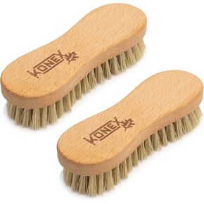Konex Fiber Economy Utility Cleaning Brush. Heavy Duty Scrub Brush with Wood Handle. (Peanut 2 Pack)