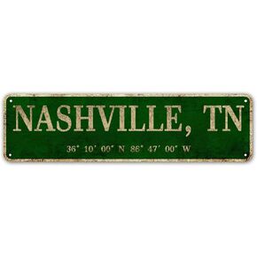 LINStore Nashville, TN City Sign Rustic Vintage Metal Art Wall Decor Office/Home/Classroom 4" x 16"