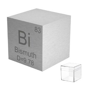 10MM Bismuth Metal Cube Pub up to 99.99% Pure Periodic Table Element Engraved Density Collection Science Education Display Block Cube（Bi 0.39 Inch)