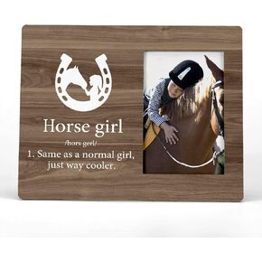 FONDCANYON Horse Girl Definition Picture Photo Frame,Girl With Horse Silhouette Picture Frames,Horse Lover Gifts, Horse Rider Gifts for Girls(4x6 Inch Photo)