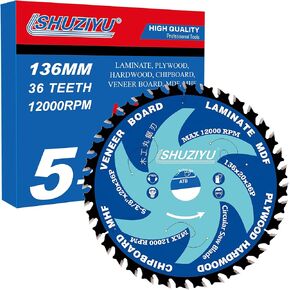 LSHUZIYU 5-3/8 بوصة (136 مم) -36T، شفرة منشار دائري للعمل الخشبي، أربور 20 مم مع غسالة 5/8 بوصة، متوافقة مع المنشار اللاسلكي، للصفائح وألواح القشرة والخشب الرقائقي والخشب الصلب وMDF وHDF in Kuwait