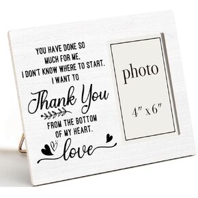 Zauly Thank You Gift Wood Picture Frame, Thank You Gift for Women Men, Appreciation Gifts for Teacher Coworker Boss Mom Dad Friends, Grateful Gift Ideas Picture Frames, 4 x 6 Inch Photo