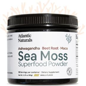Sea Moss Superfood Powder with Ashwagandha, Beet Root, and Maca Root - Sea Moss Powder Supports Healthy Skin, Athletic Performance, and Positive Mood - Vanilla Flavor (150g)