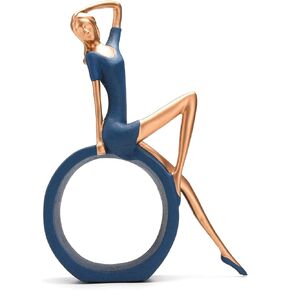 BRABUD Resin Yoga Girl Statue Sitting on Circle Figurine Modern Aesthetic Decoration for Home TV Cabinet Bookshelf Desktop Bedroom Shop TQGJBS302