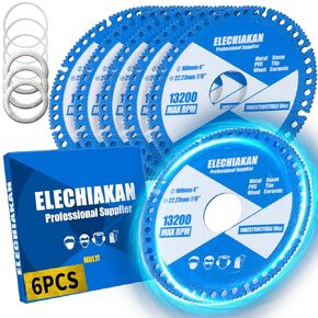 6-Pack Indestructible Disc for Grinder - 7/8 & 5/8 Inch, 4 Inch Glass Cutting Disc, Ultra-Thin Saw Blade Cut-Off Wheels for Chamfering and Grinding of Glass Ceramic Tile Metal Wood