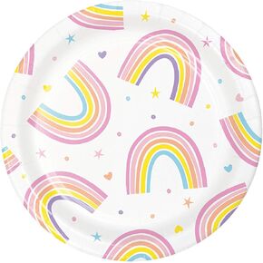 Happy Rainbow Dessert Plates, 8 ct