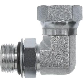 Brennan Industries 6901-12-12-NWO-FG تركيب أنبوب الكوع من الفولاذ المطروق 90 ​​درجة، 1-1/16"-12 SAE ORB x 3/4"-14 خيط NPSM، 3/4" ذكر قابل للتعديل على شكل O-Ring Boss x 3/4 بوصة دوارة NPTF أنثى in Kuwait