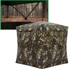 Barronett Blinds Portable Hunting Hub Blind, Durable, 1-Way Fabric, See-Through Blind, Crater Thrive