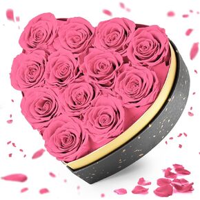 Mirgrmle Forever Flowers, 12-Piece Fresh forever roses in a Box, Rosas Eternas Preserved Flowers for Delivery Prime, Birthday Gifts for Women Wife Girlfriend Mom Grandma - Red