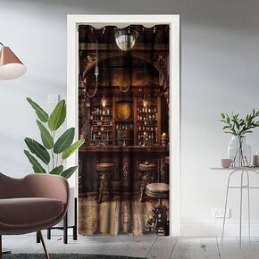 Western Rustic Door Curtain, Vintage West Cowboy Saloon Farmhouse Country Barn Door Privacy Doorway Curtain Tapestry Room Decor 34" W x 80" L