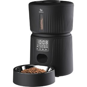 Petory Automatic Cat Feeder - 6 Meals Automatic Cat Food Dispenser with Slow Feeding for Cats and Small Dogs, Dual Power Supply Including Desiccant Bag