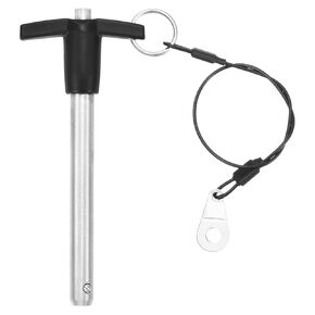 uxcell 2 Pcs T Handle Quick Release Pin, 3/8" x 4"(Dia. x L) 304 Stainless Steel Push-Button Quick Release Pin with Lanyard Cable for Audio Bimini Top Marine Hardware, Silver
