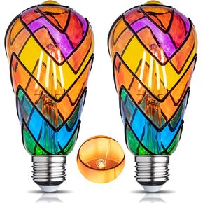 Stained Glass Light Bulb,Rainbow Painted Light Bulb,Mosaic Light Bulb,4W 120V,Multi Colored Colorful Light Bulb Indoor,Fun Romantic Light Bulbs,Unique Decorative Light Bulbs