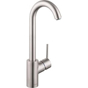 Hansgrohe Talis S صنبور مطبخ من الفولاذ المقاوم للصدأ، صنبور حوض بار فتحة واحدة، صنبور لحوض المطبخ، بصري من الفولاذ المقاوم للصدأ 04287800