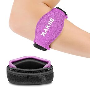 Rakiie Elbow Brace 2 Packs for Tendonitis, Adjustable Golf and Tennis Elbow Relief for Men and Women