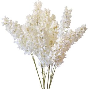 MINYULUA 6pc Artificial Hyacinth Flowers Bouquet Silk Flowers Home Garden Fence Restaurant Banquet Hotel Wedding Simulation White Decoration (Off White)