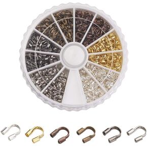 Craftdady About 540pcs/box 6 Colors Brass Wire Guard Guardian 4.5x4x1mm Wire Loop Thread Protector for DIY Jewelry Making