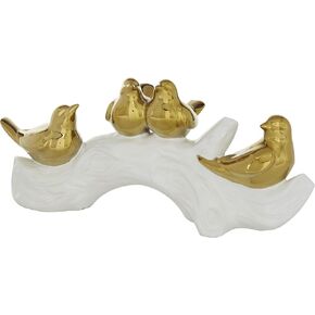 Deco 79 Porcelain Ceramic Bird Decorative Sculpture Home Decor Statue, Accent Figurine 12" x 5" x 14", Gold