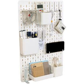 Pegboard Combination Kit, Wall or Table Mounted Storage Set with 1 Pegboards &16 Accessories,White Peg Boards Organizer