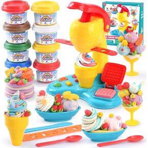 PLAY Kitchen Creation Cafe Play Dough Sets للأطفال، أدوات Playdough، مجموعة صانع القهوة العجين، لعبة مطبخ Playset لعب الطعام والفنون والحرف اليدوية للأطفال 4-6 3-5، 8 علب من مجمع النمذجة