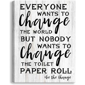 Kas Home Bathroom Wall Decor, Toilet Rules Prints Signs Funny Canvas Wall Art, Framed Wood HD Background Artwork Home Decor