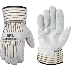 Wells Lamont Leather Work Gloves with Safety Cuff, Suede Palm, Extra Large (4000XL) Grey, X-Large