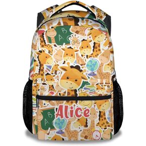 Kids Backpack with Lunch Box Set for Boys Girls, 3 in 1 Giraffe School Backpacks Matching Combo, Cute Giraffe Bookbag and Pencil Case Bundle