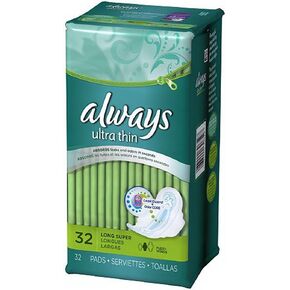 Ultra Thin Pads with Wings, Super Long, 32/Pack, 6 Packs/Carton
