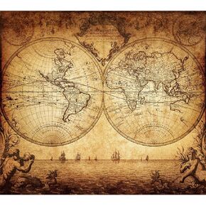 Meishe Art Poster Print World Map Vintage Old Nautical Sailing Ship Map Decorative Educational Home Wall Decor