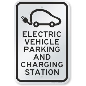 SmartSign-K-4279-AL "Electric Vehicle Parking And Charging Station" Sign | 12" x 18" Aluminum , Black on White