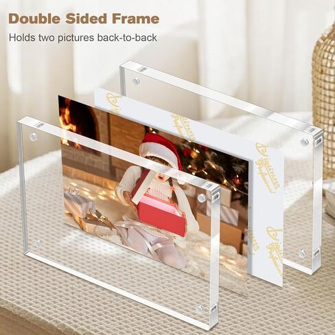 إطار صور أكريليك مقاس 4x6 من Fintie - إطار صور مغناطيسي شفاف مزدوج الجوانب، إطارات صور بحامل عرض سطح المكتب قائم بذاته in Saudi Arabia