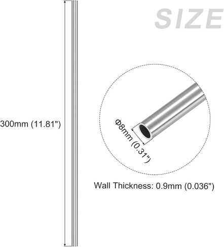 METALLIXITY 304 Stainless Steel Tube (8.5mm OD x 0.5mm Wall T x 300mm L), Straight Tubing - for Home Furnishing, Machinery in Saudi Arabia