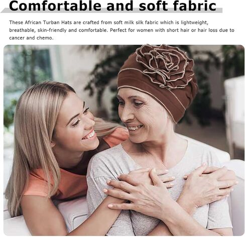 DRESHOW Turban Headwear for Women Flower Caps Chemo Cap for Cancer Patient African Hair Cover Beanie Headwraps Hair Loss Hat in Saudi Arabia
